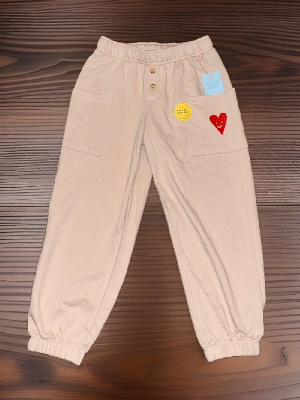 Cat & Jack Slip Pockets Embroidered Red ❤️ Elastic Waist & Cuffs Buttons Joggers